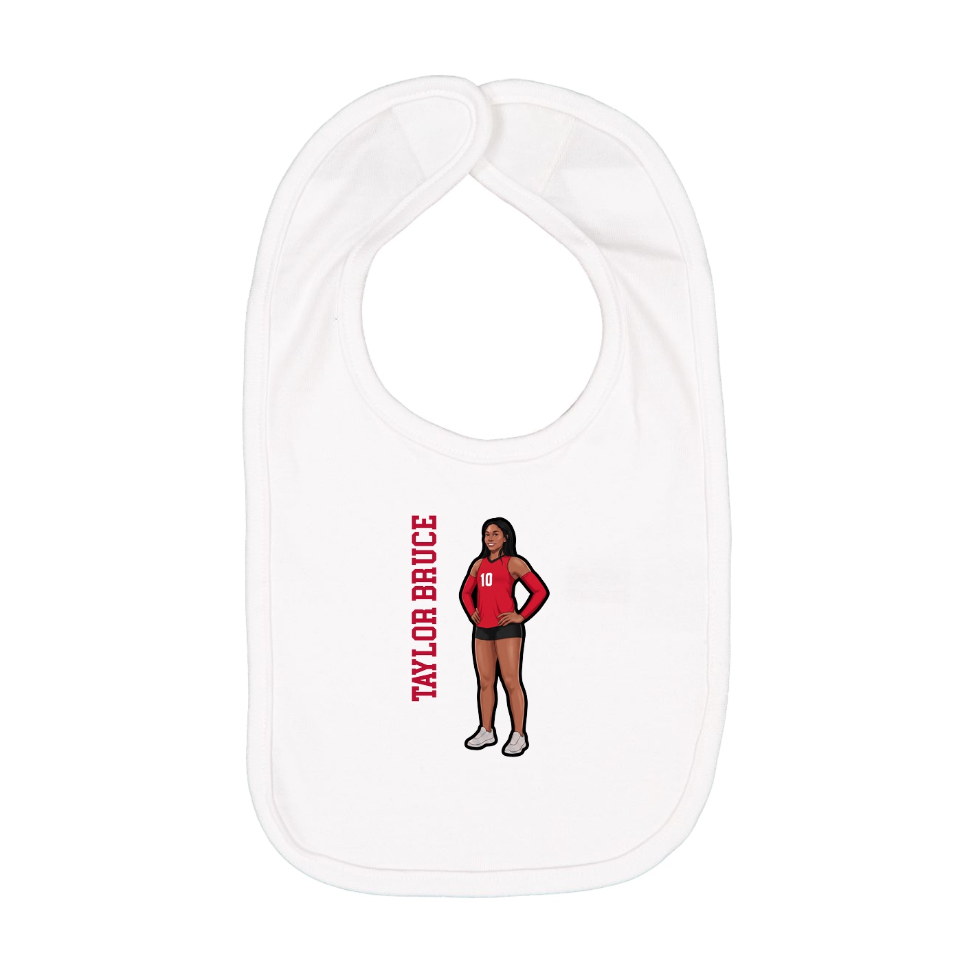 Infant Bib — Name Vertical in White