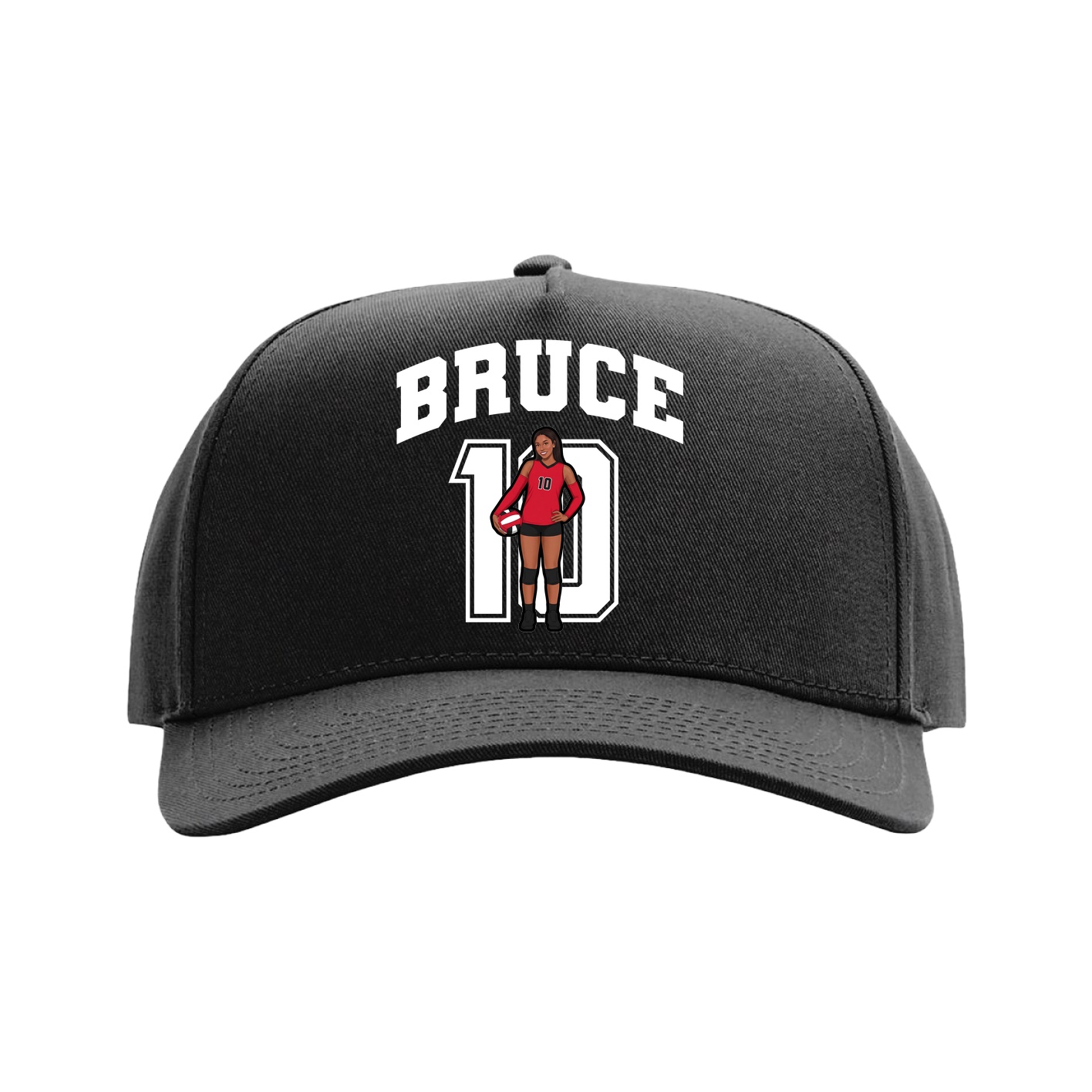 Full Fabric Five-Panel Champ Cap — Number in Black