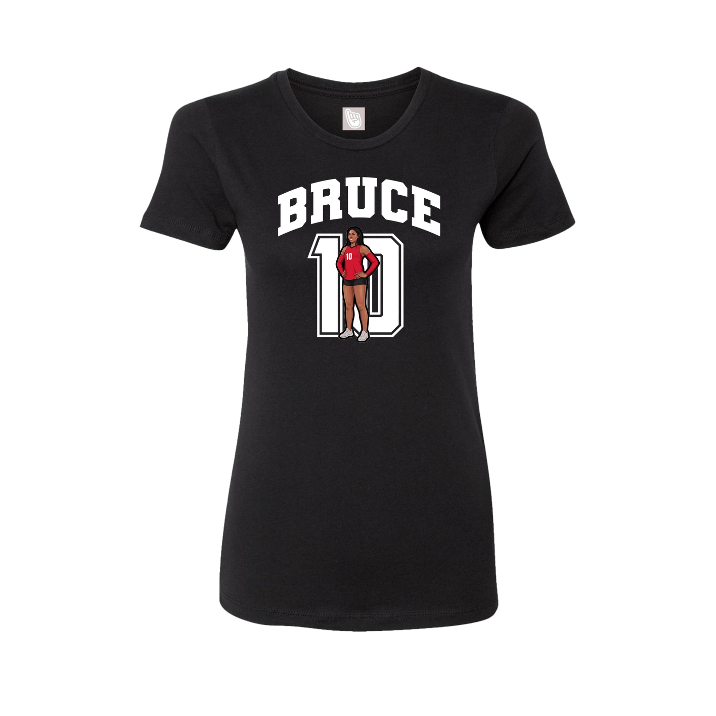 Fitted Women's Tee — Number in Black