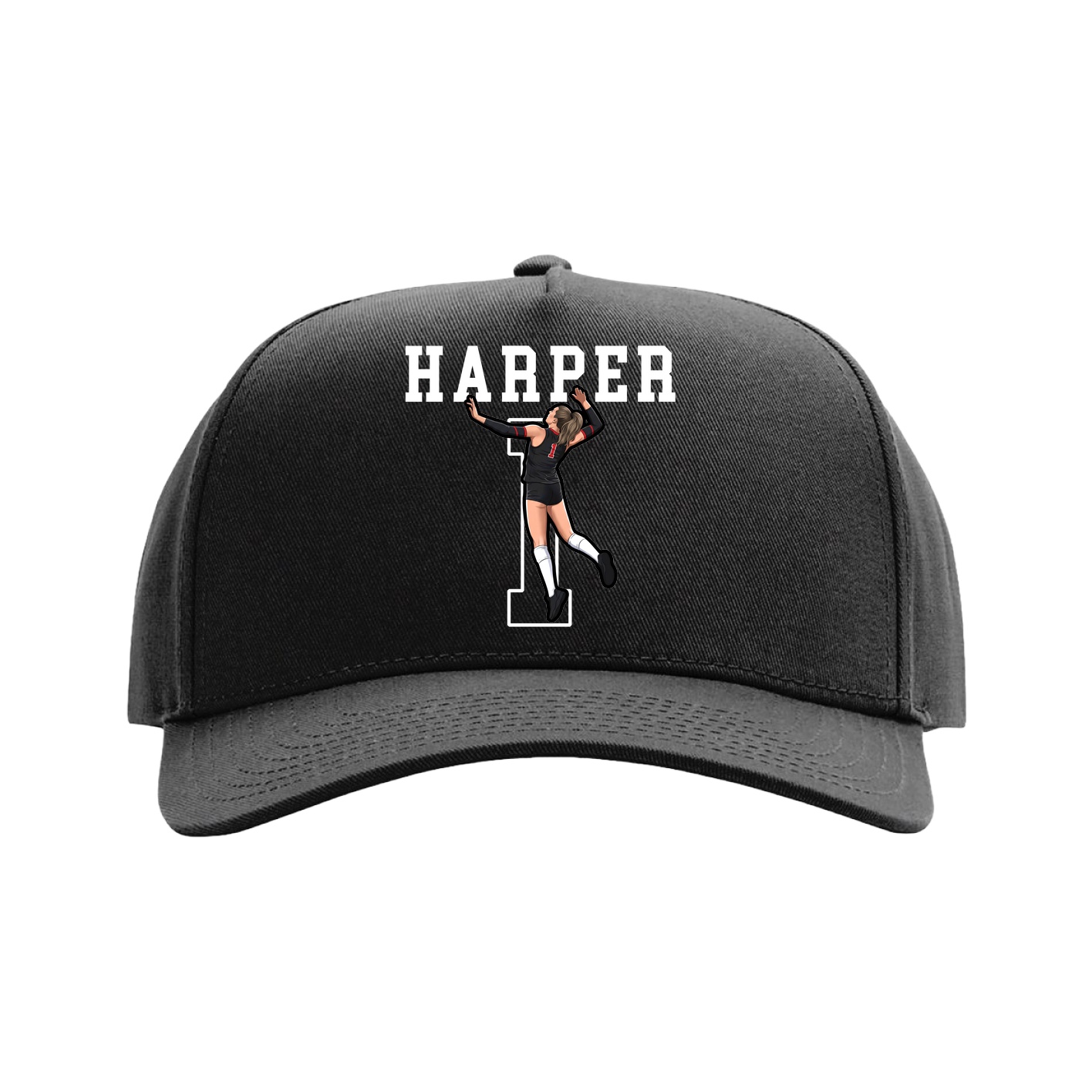 Full Fabric Five-Panel Champ Cap — Shirsey in Black