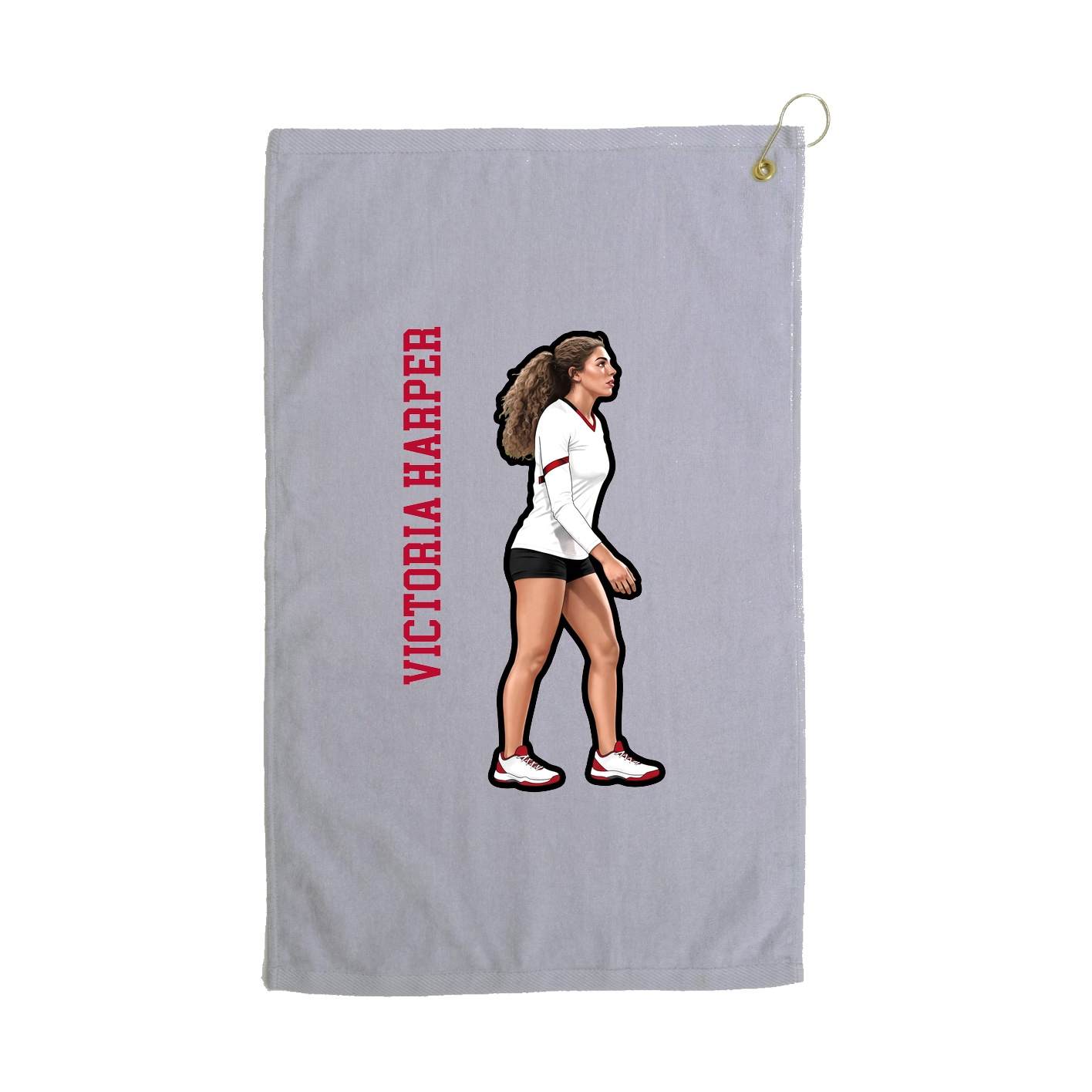 Golf Towel — Name Vertical in Grey