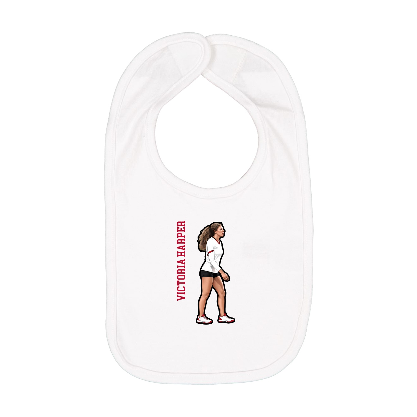 Infant Bib — Name Vertical in White