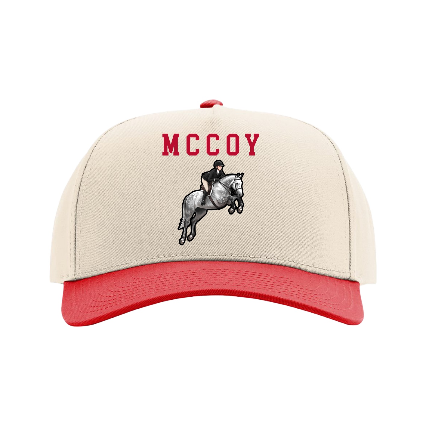 Full Fabric Five-Panel Champ Cap — Shirsey in Cream/Red