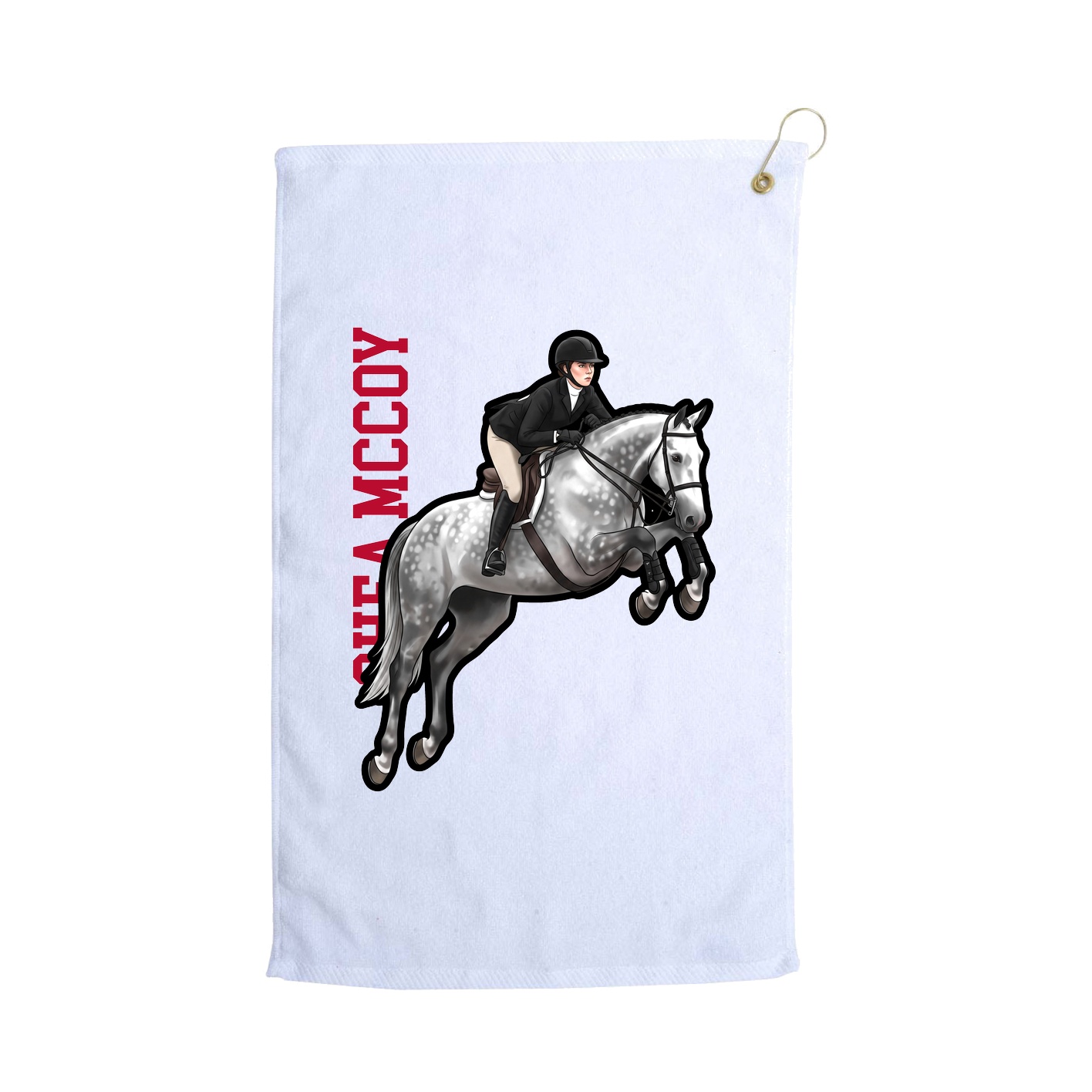 Golf Towel — Name Vertical in White