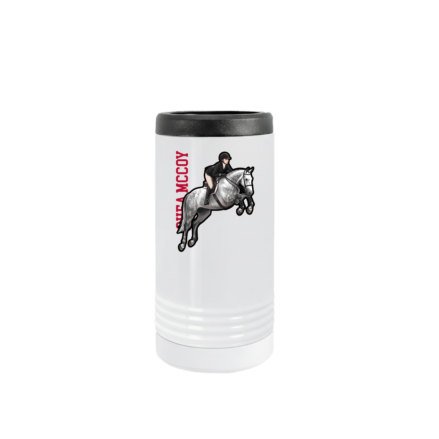Slim Beverage Holder — Name Vertical in White