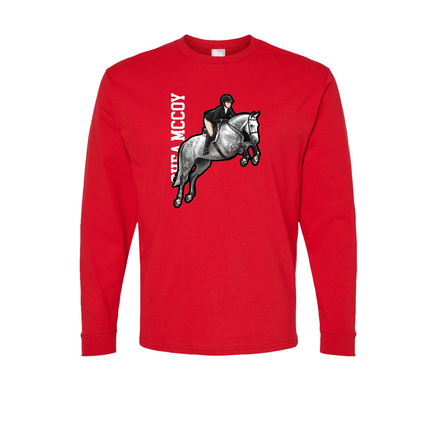 Long Sleeve Tee — Name Vertical in Red