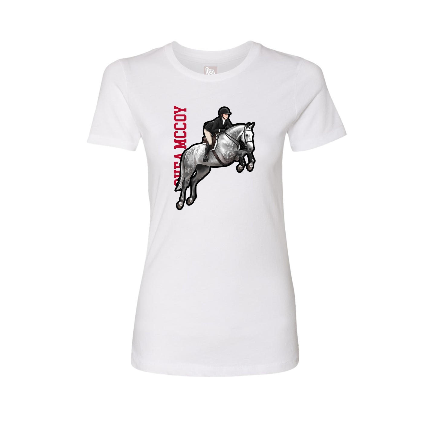 Fitted Women's Tee — Name Vertical in White