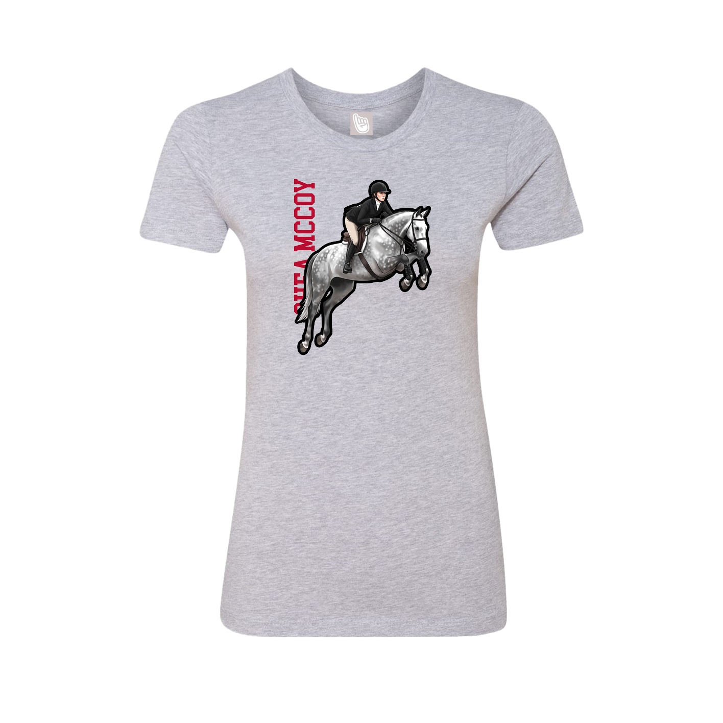 Fitted Women's Tee — Name Vertical in Grey