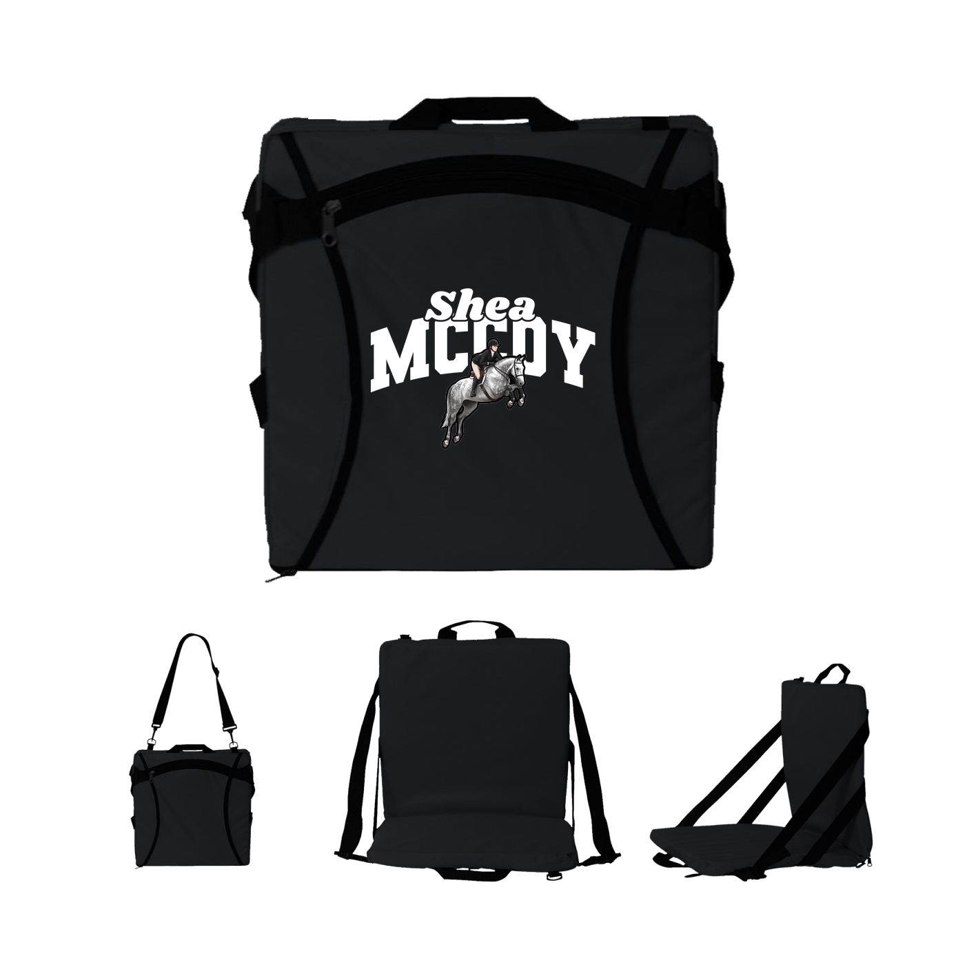 Folding Stadium Seat — Signature Arch in Black