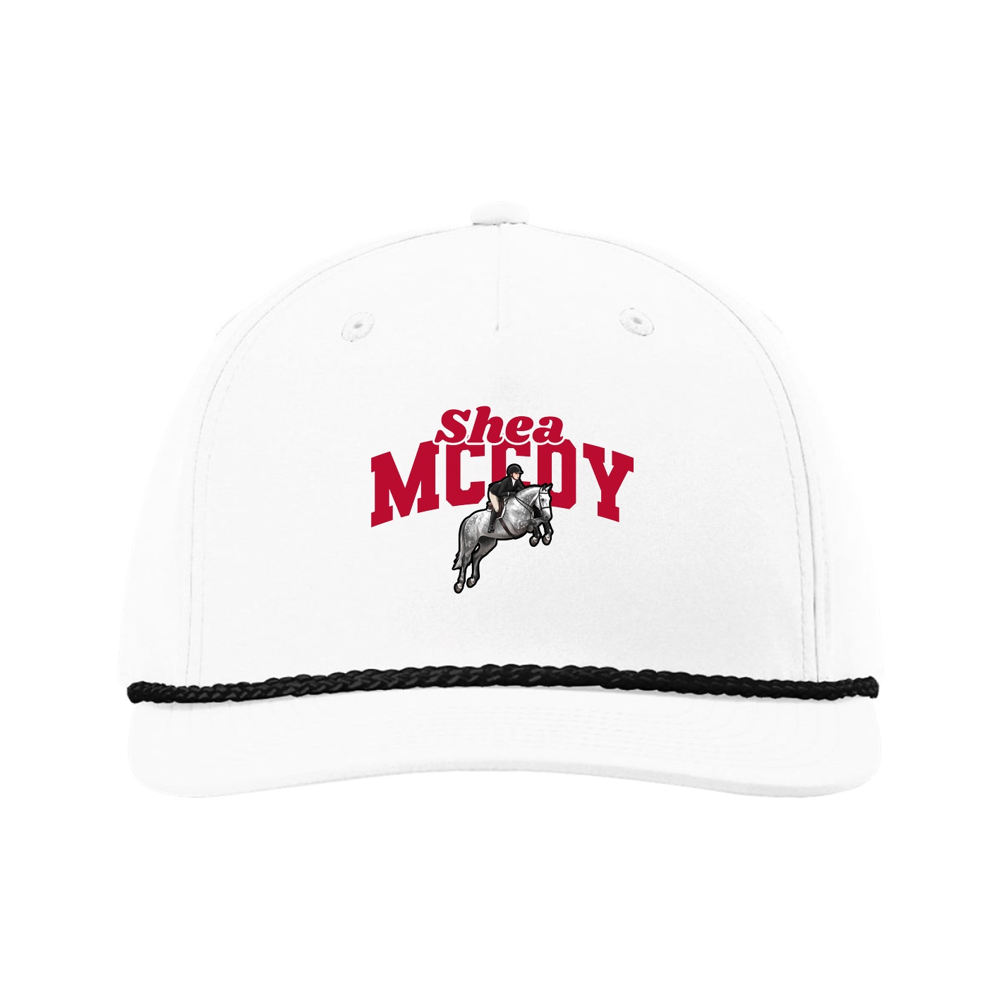 Five-Panel Classic Rope Cap — Signature Arch in White