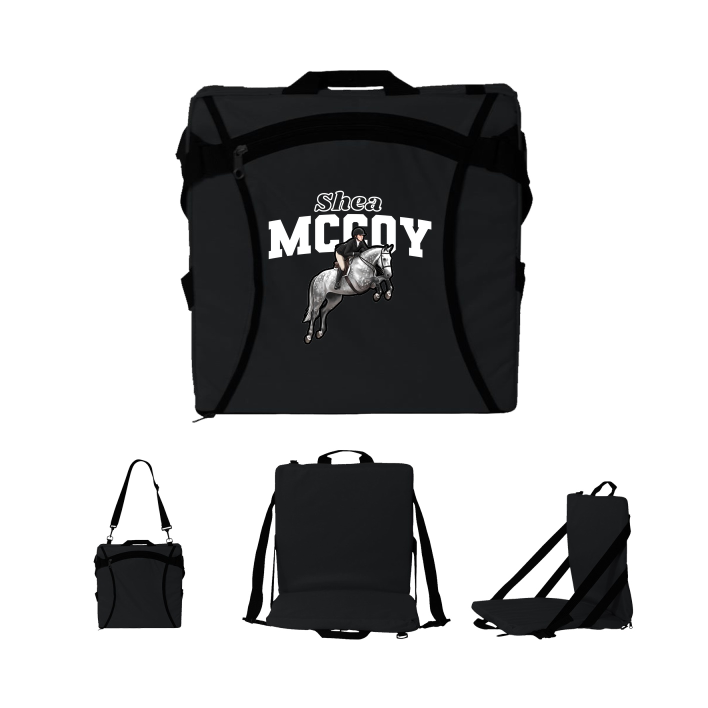Folding Stadium Seat — Name Arch in Black