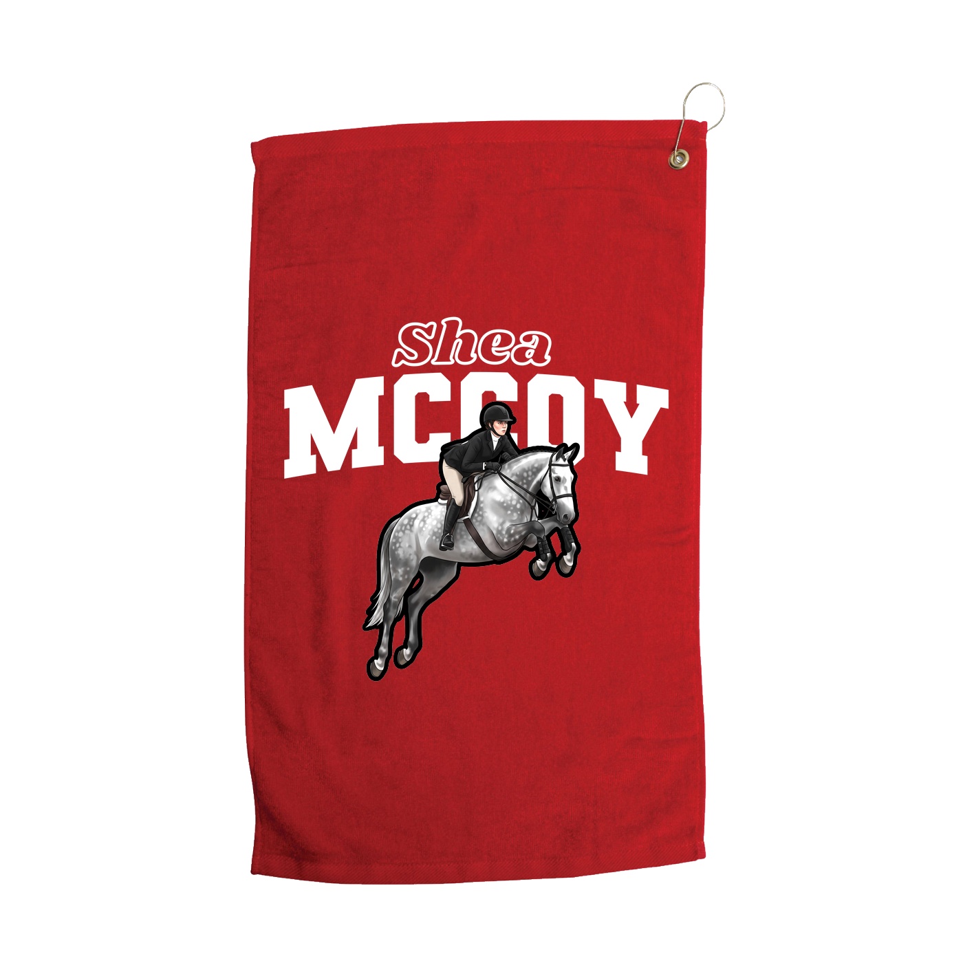Golf Towel — Name Arch in Red