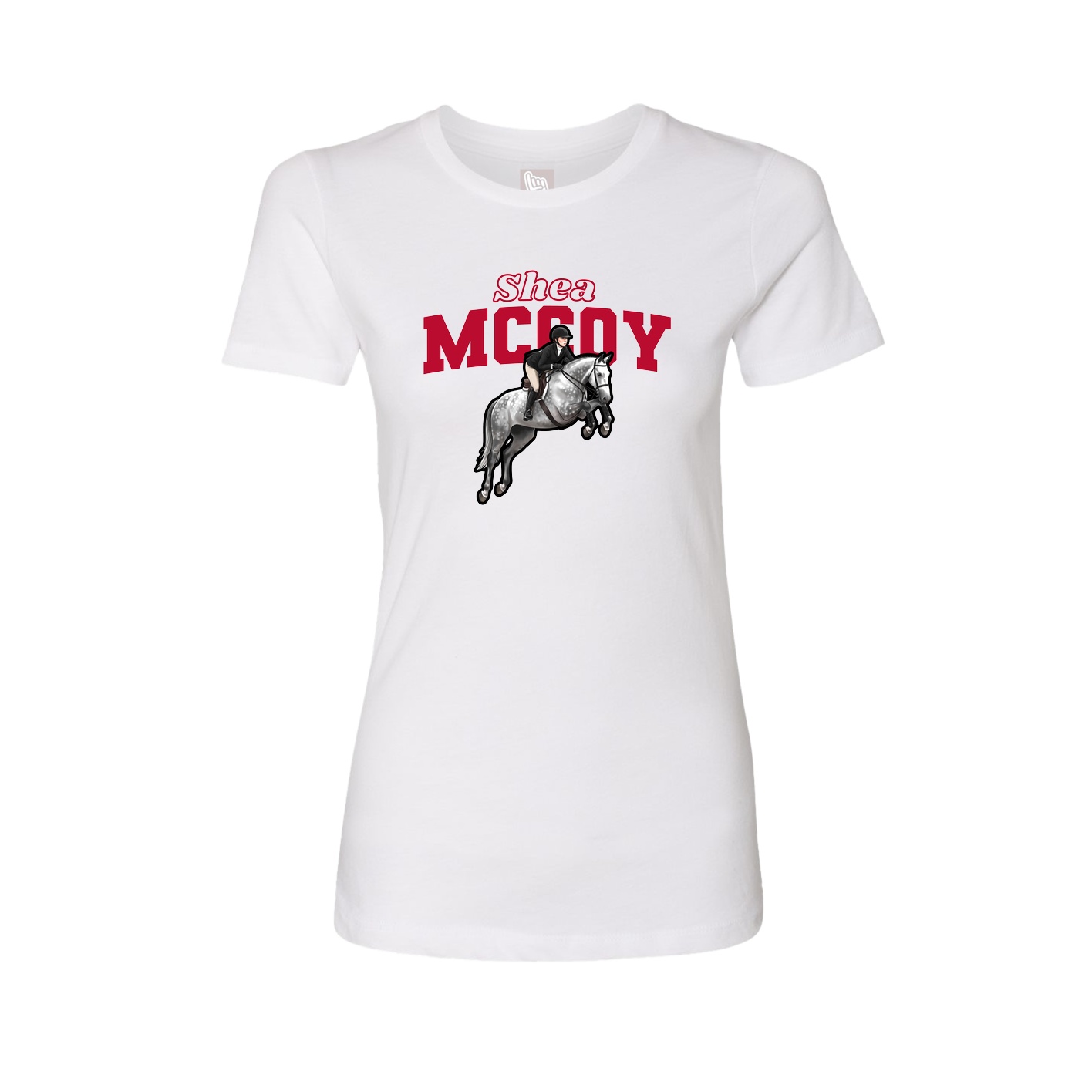 Fitted Women's Tee — Name Arch in White