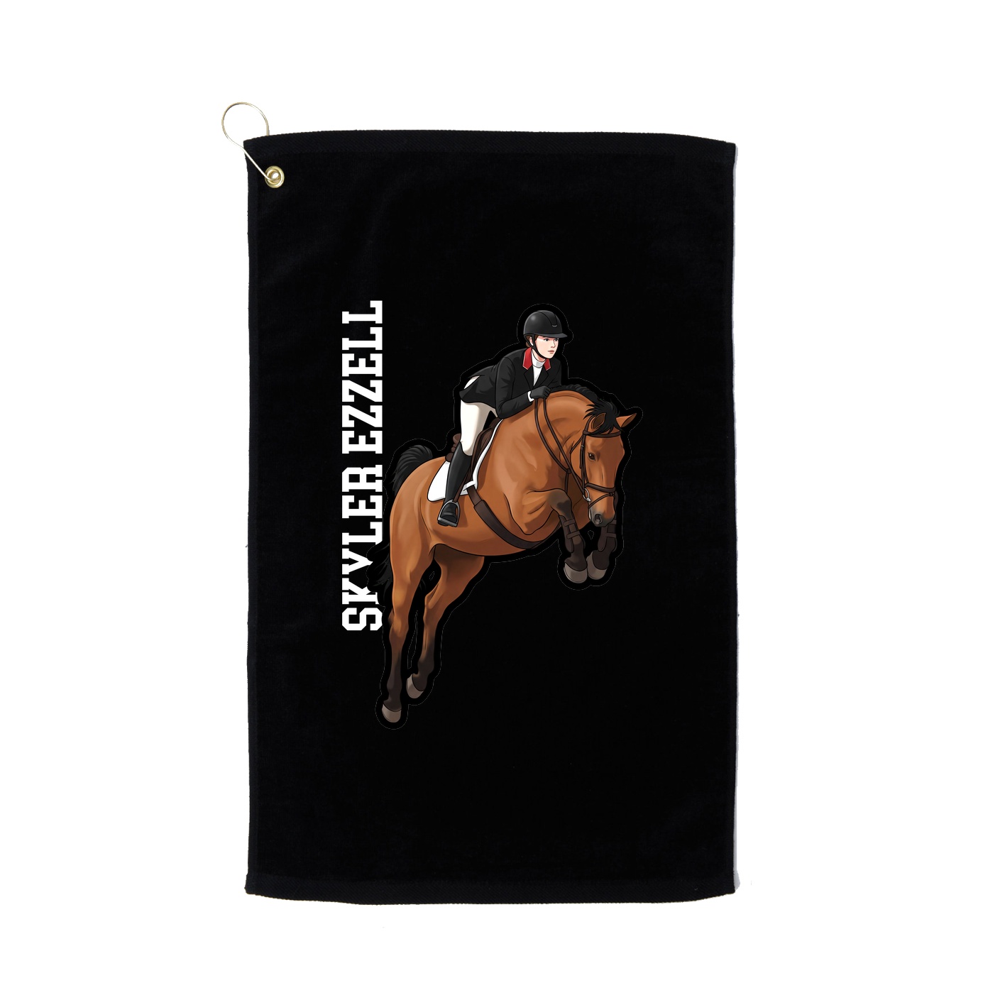 Golf Towel — Name Vertical in Black