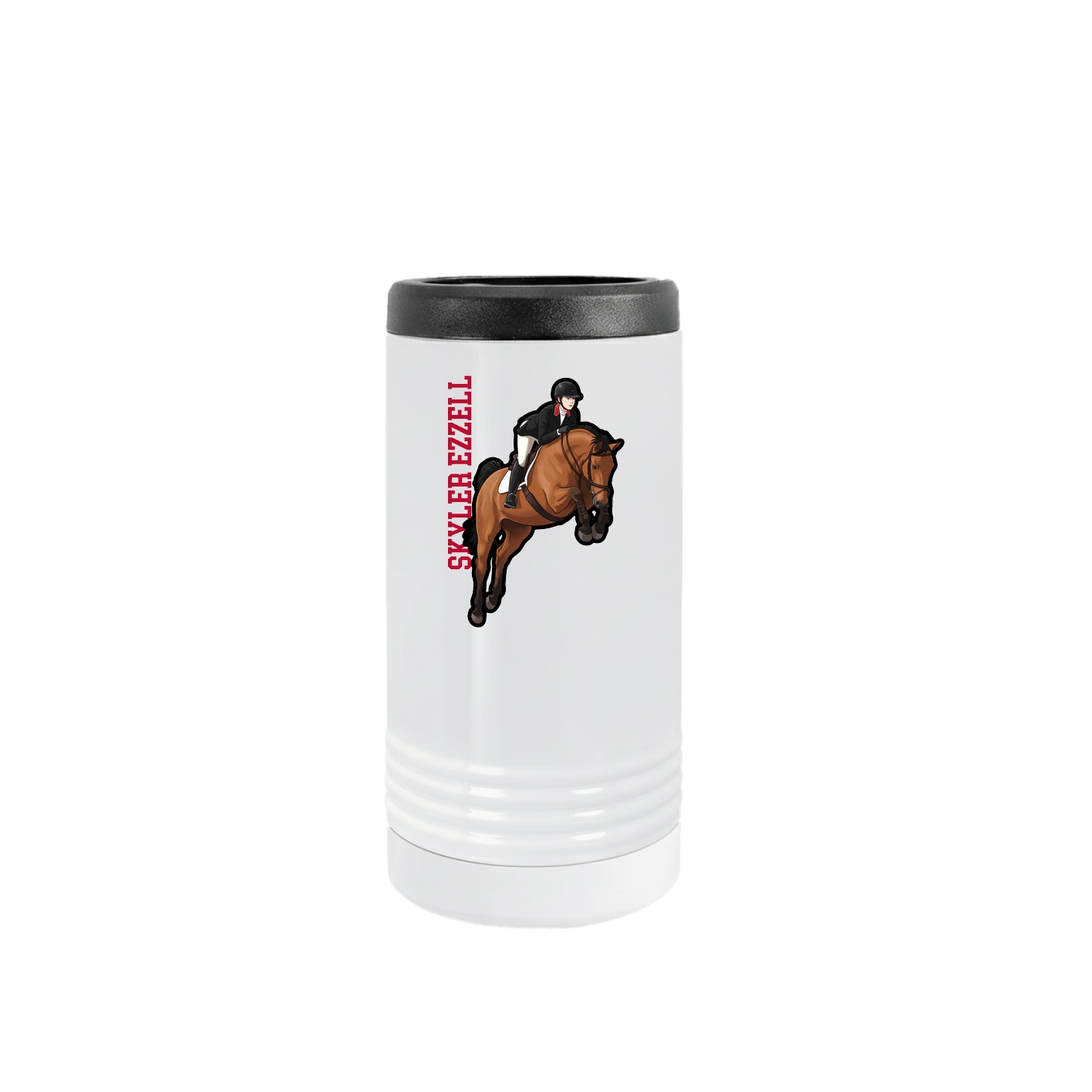 Slim Beverage Holder — Name Vertical in White