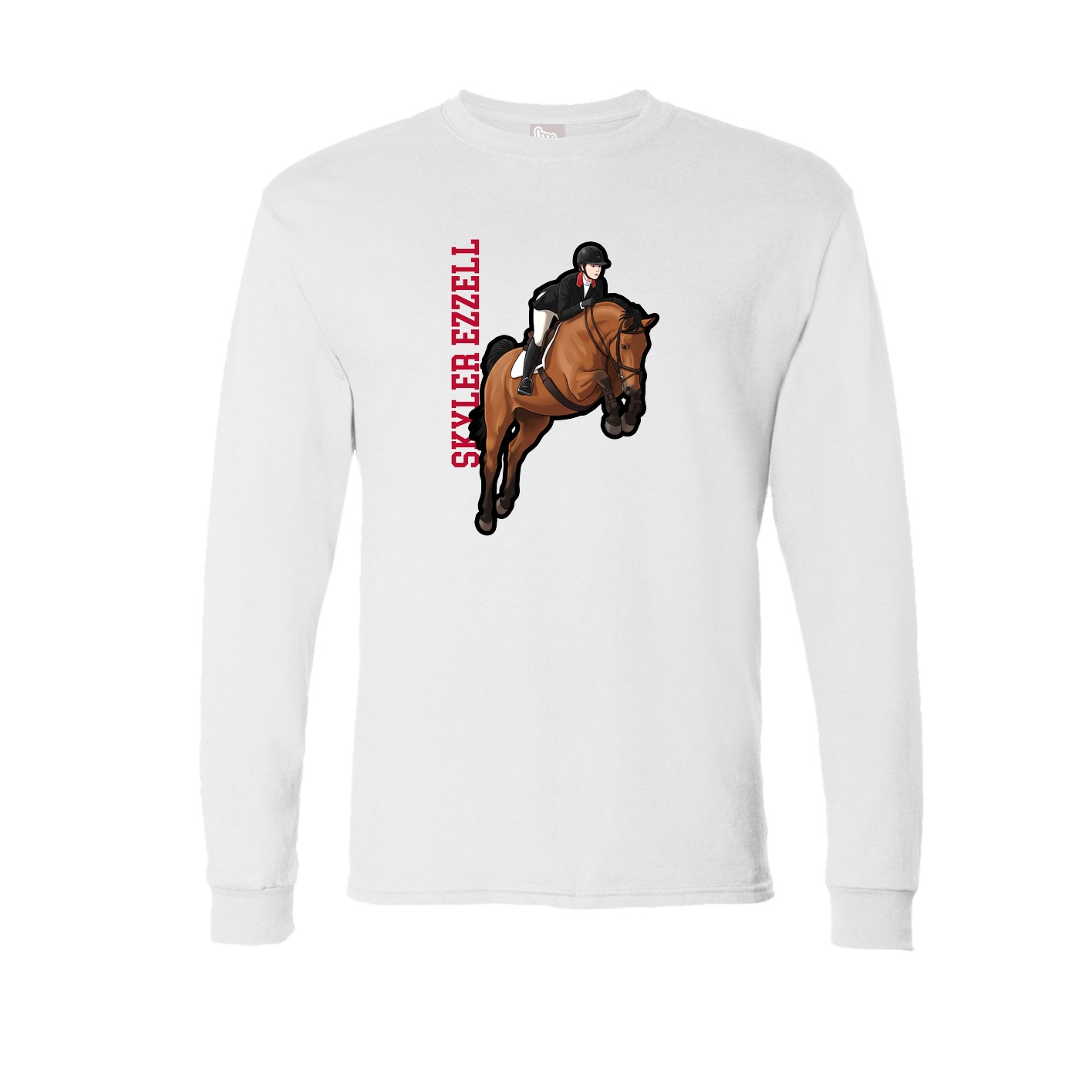 Long Sleeve Tee — Name Vertical in White