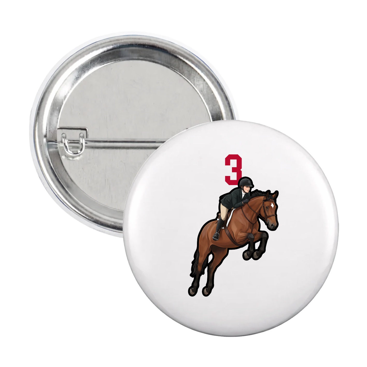 Game Day Button — Number Top in White
