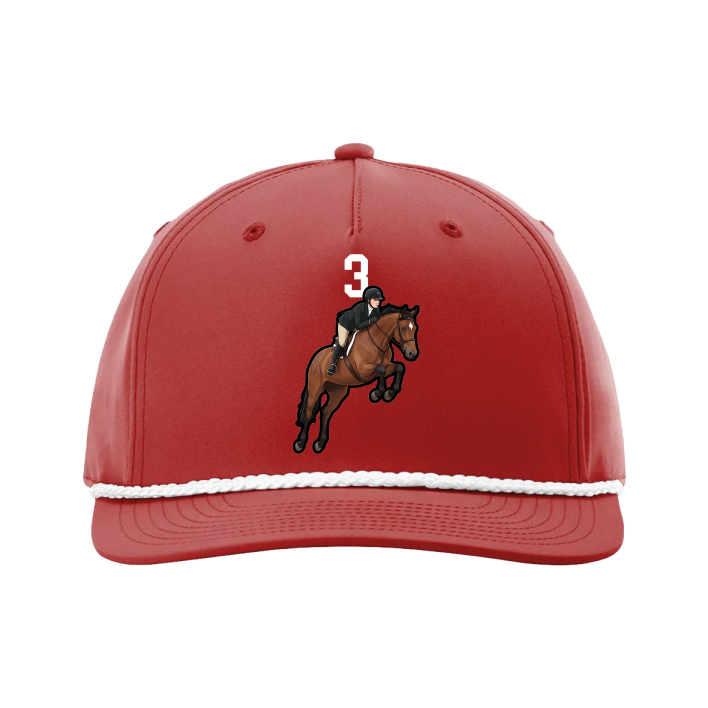 Five-Panel Classic Rope Cap — Number Top in Red