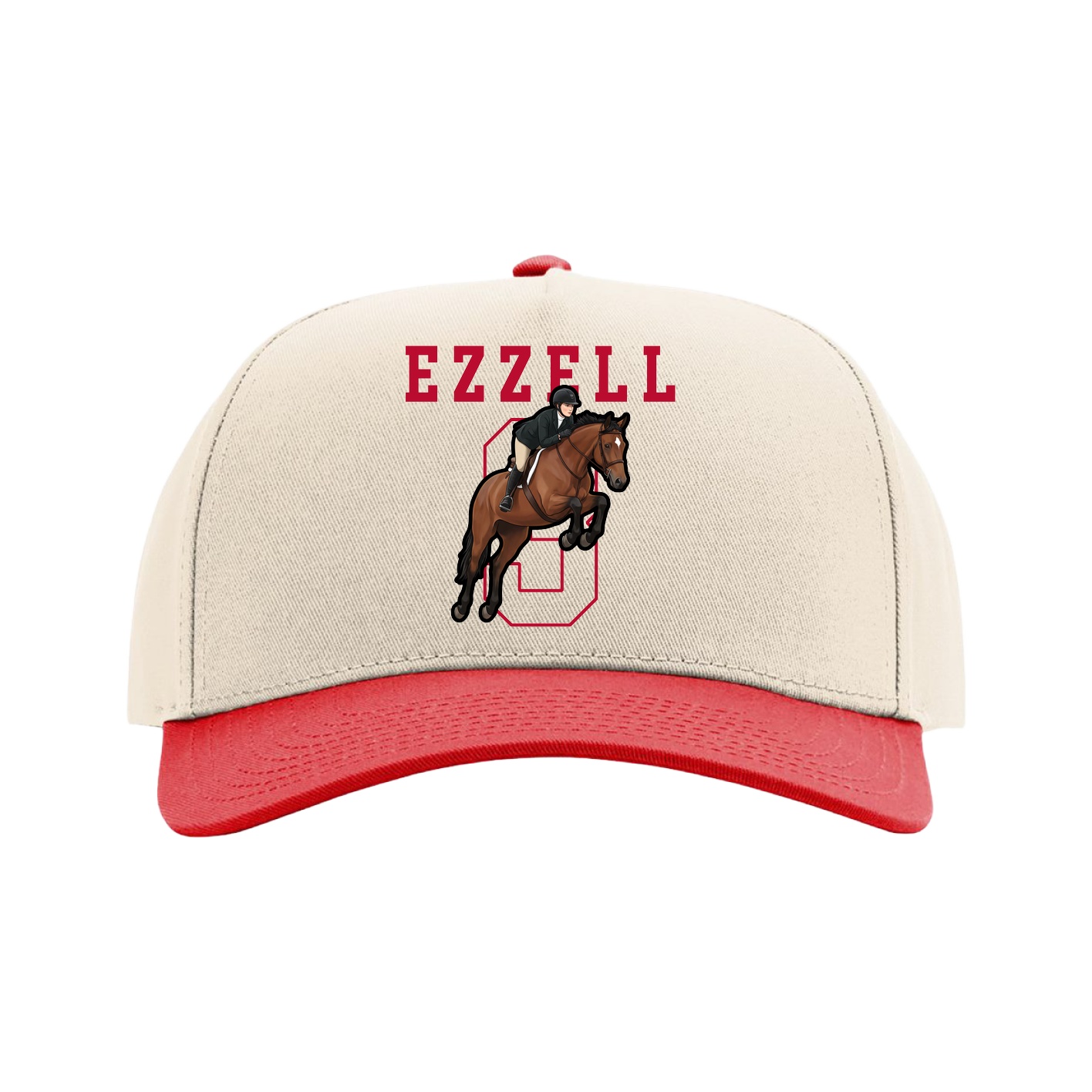 Full Fabric Five-Panel Champ Cap — Shirsey in Cream/Red