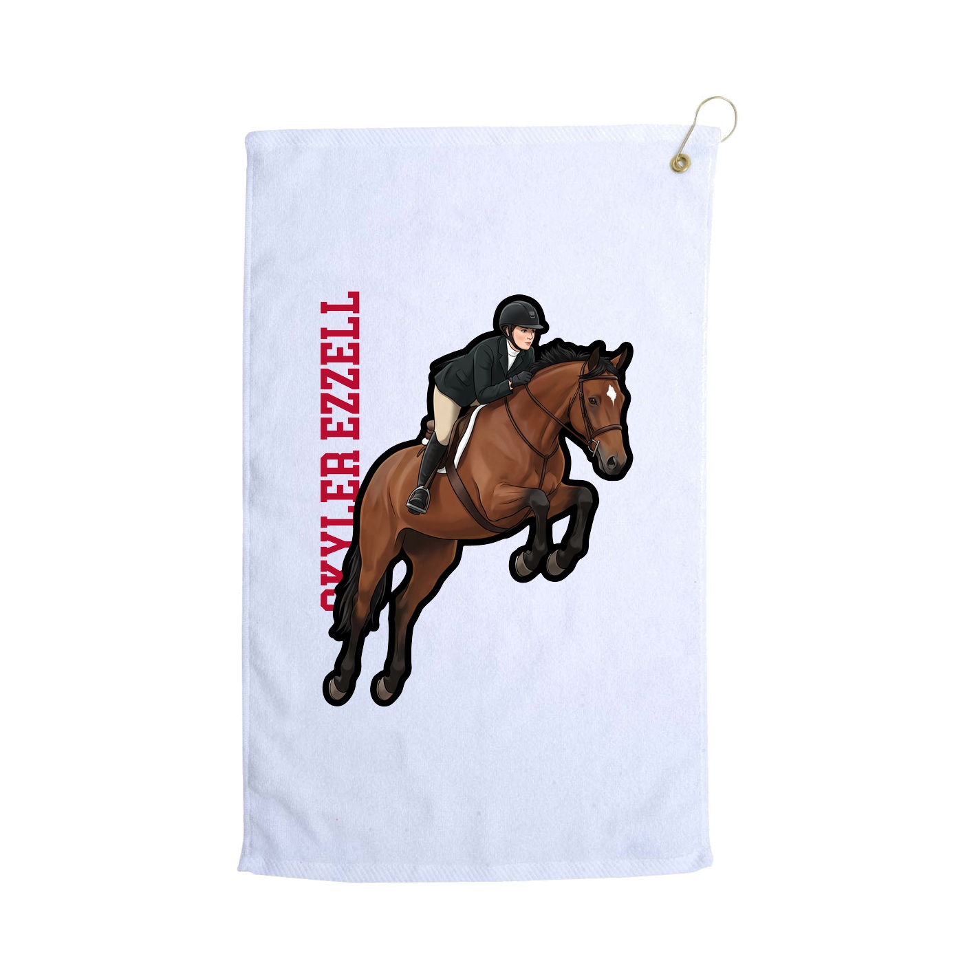 Golf Towel — Name Vertical in White