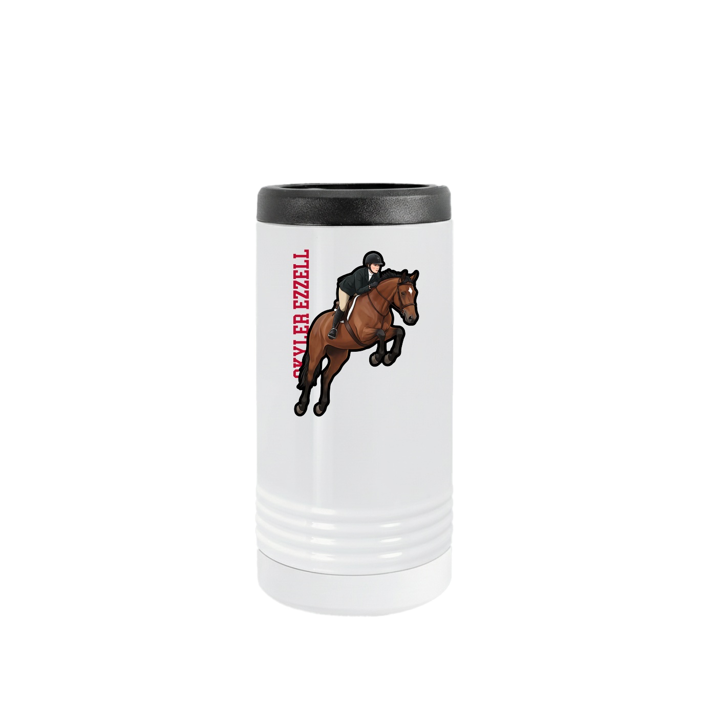 Slim Beverage Holder — Name Vertical in White