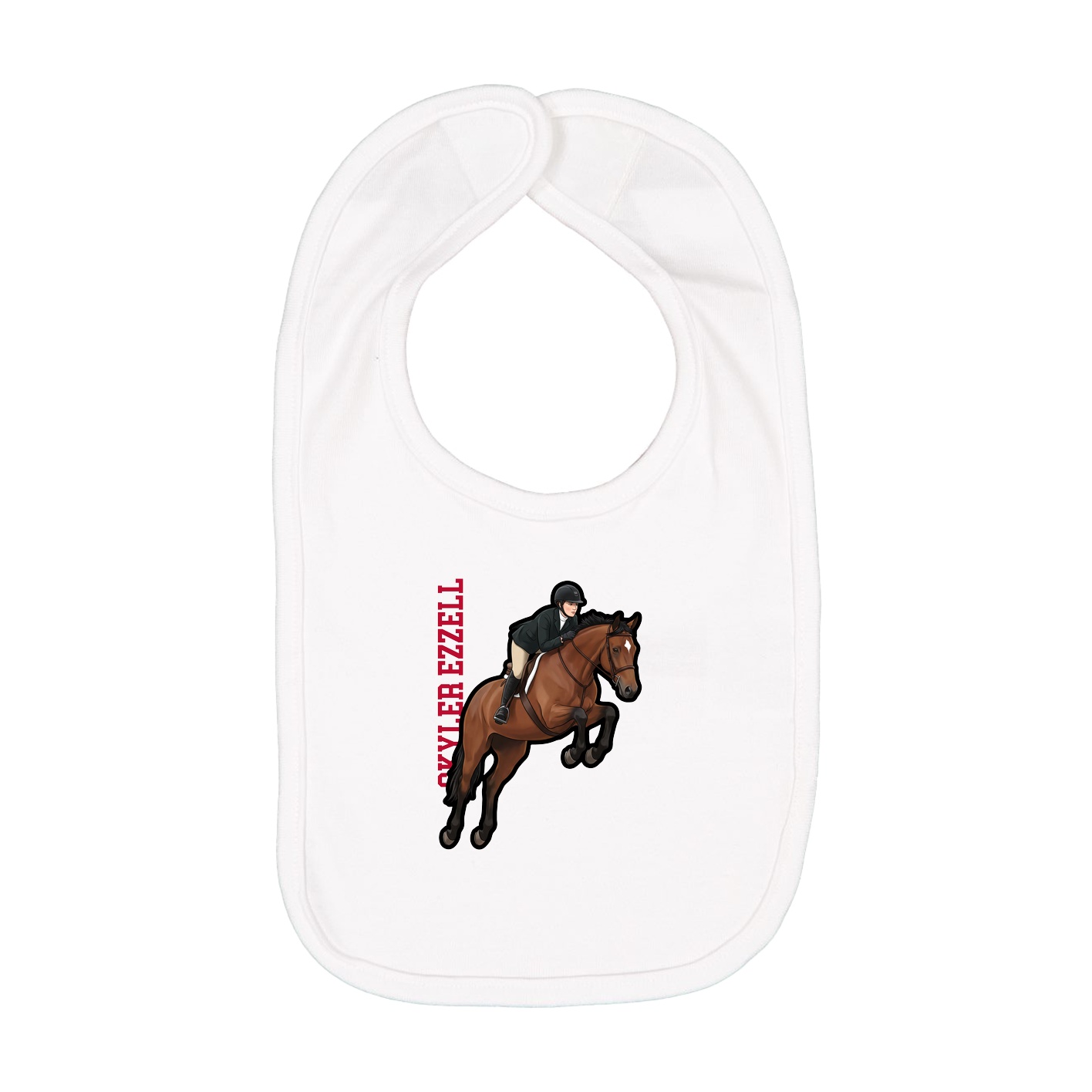 Infant Bib — Name Vertical in White