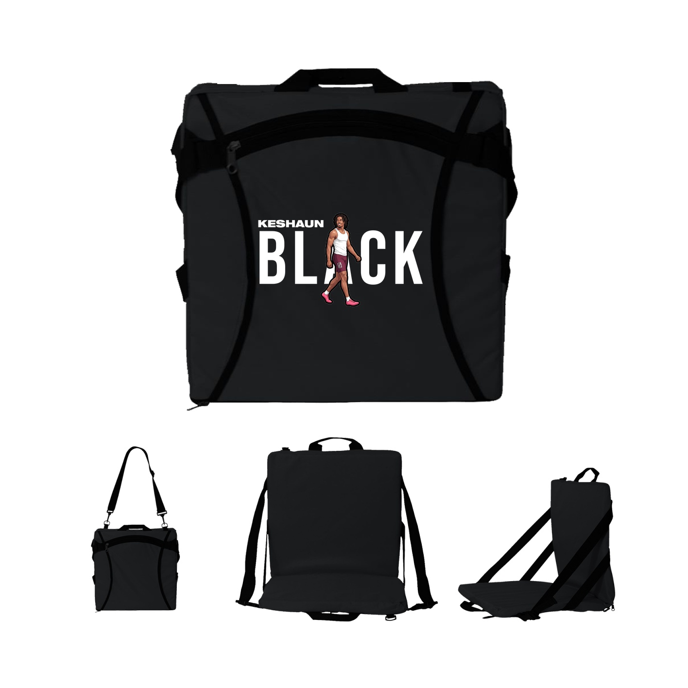 Folding Stadium Seat — Player Name in Black