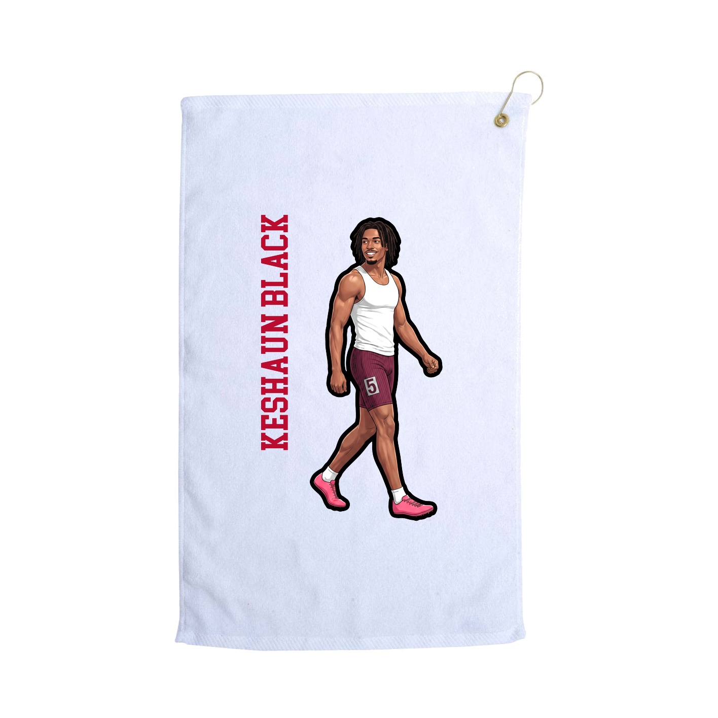 Golf Towel — Name Vertical in White