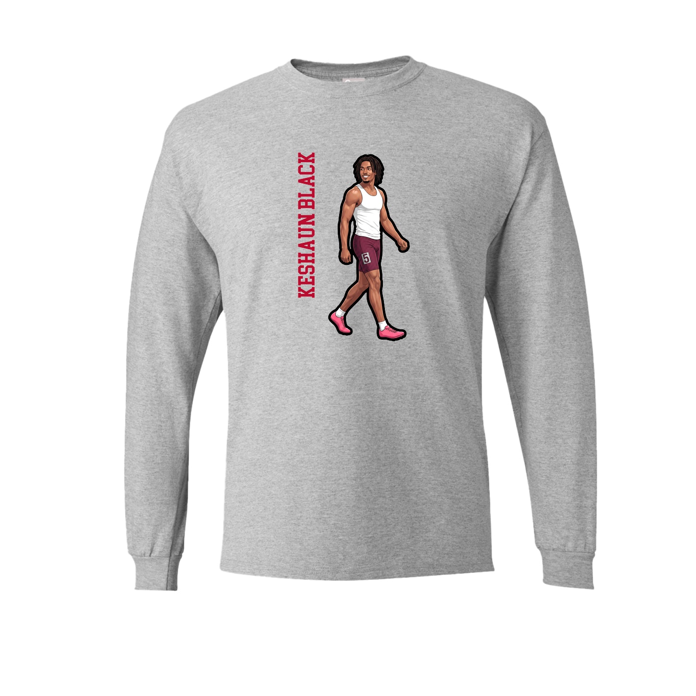 Long Sleeve Tee — Name Vertical in Grey