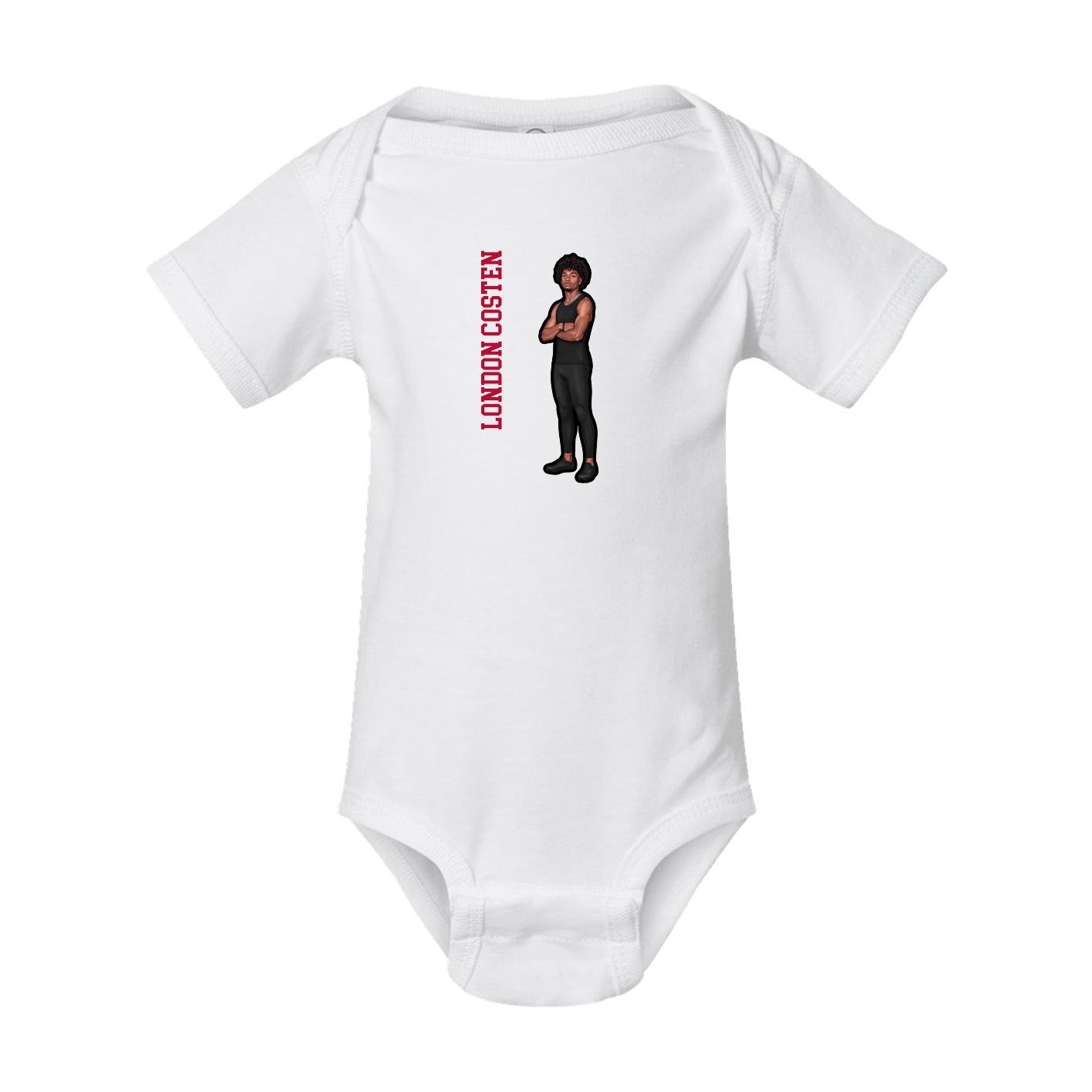 Baby Onesie — Name Vertical in White