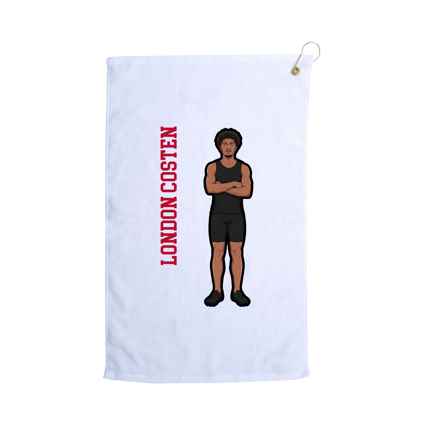 Golf Towel — Name Vertical in White