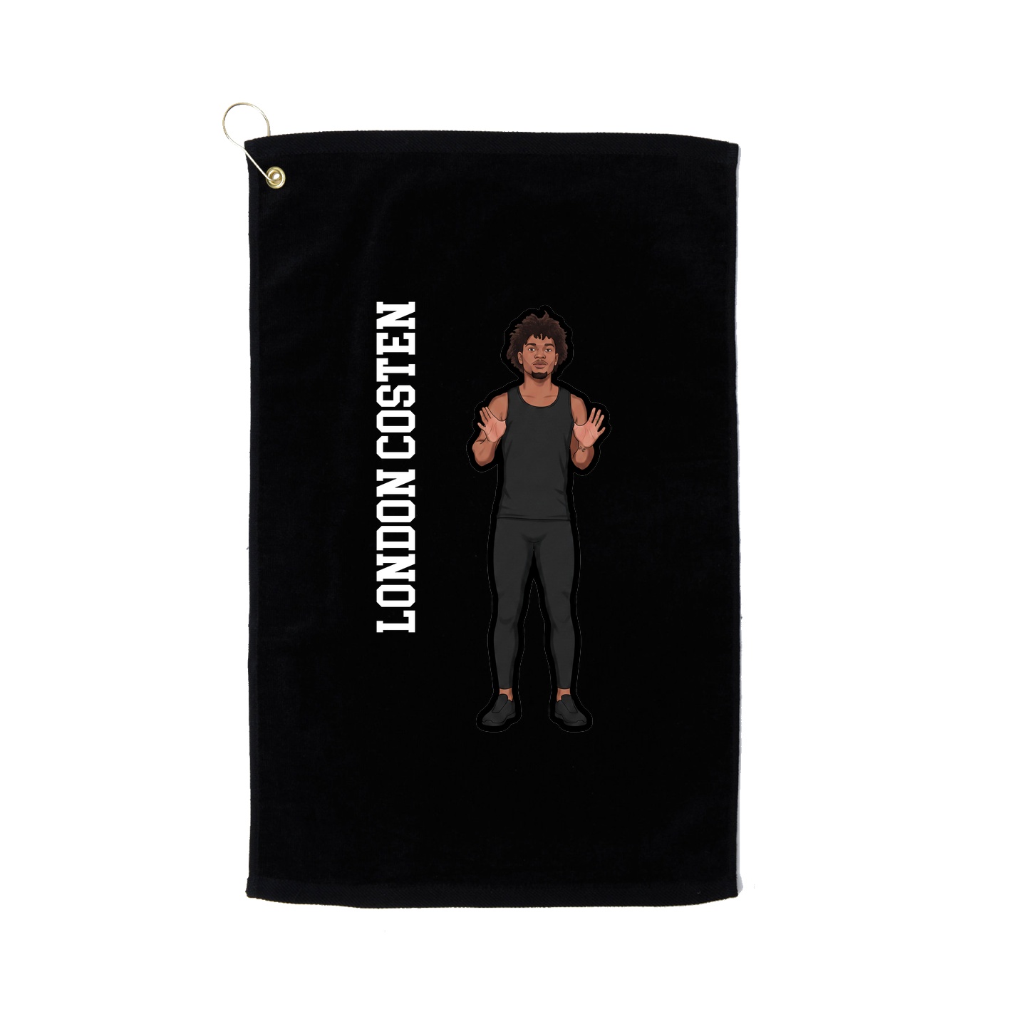 Golf Towel — Name Vertical in Black