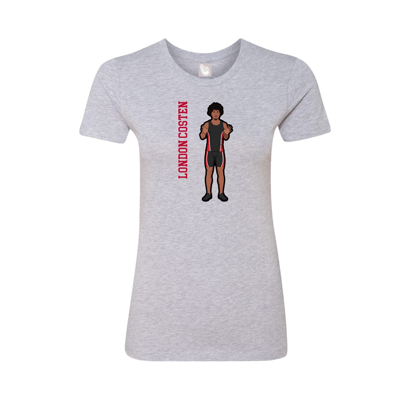 Fitted Women's Tee — Name Vertical in Grey