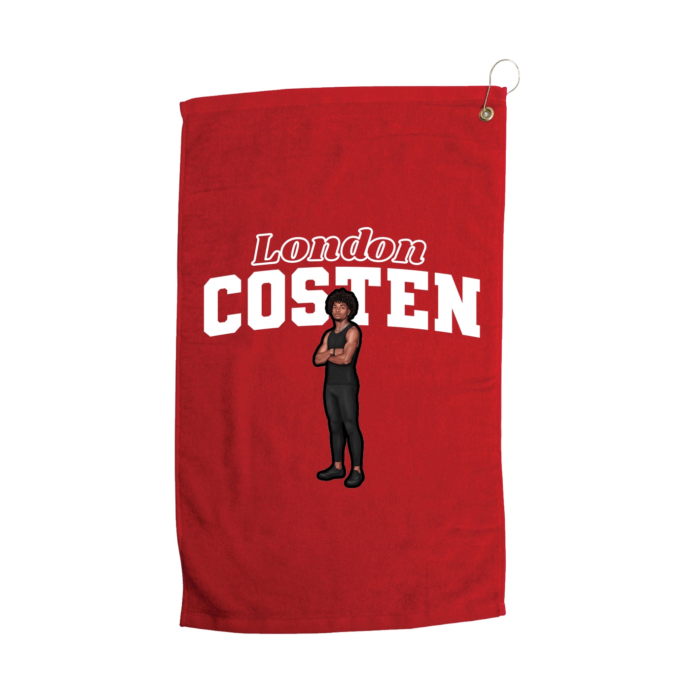 Golf Towel — Name Arch in Red