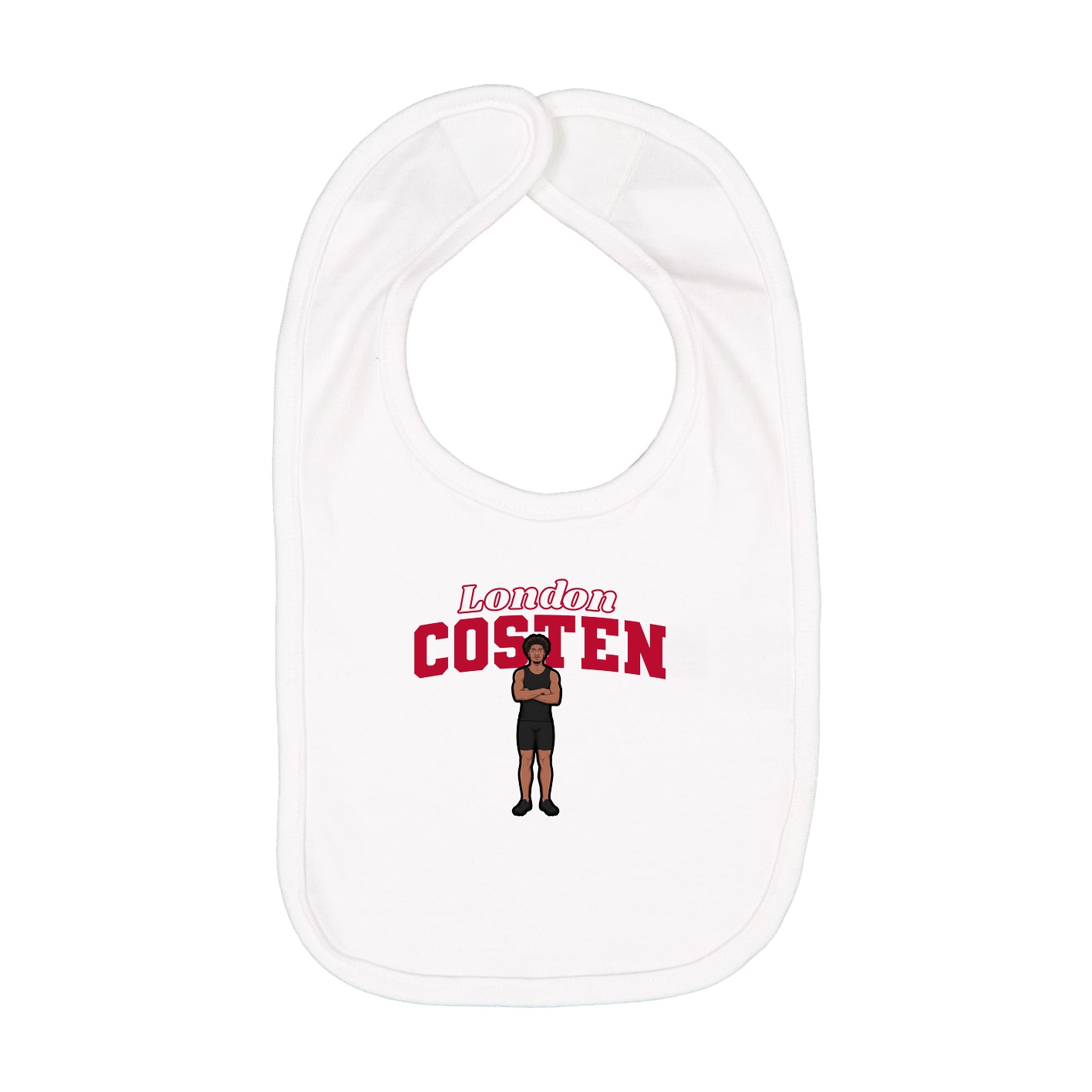 Infant Bib — Name Arch in White