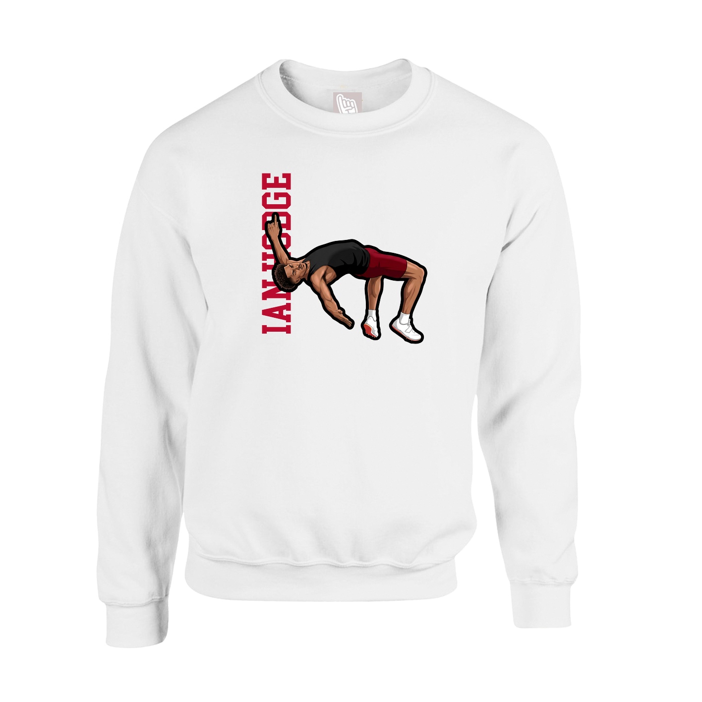 Fleece Crew — Name Vertical in White