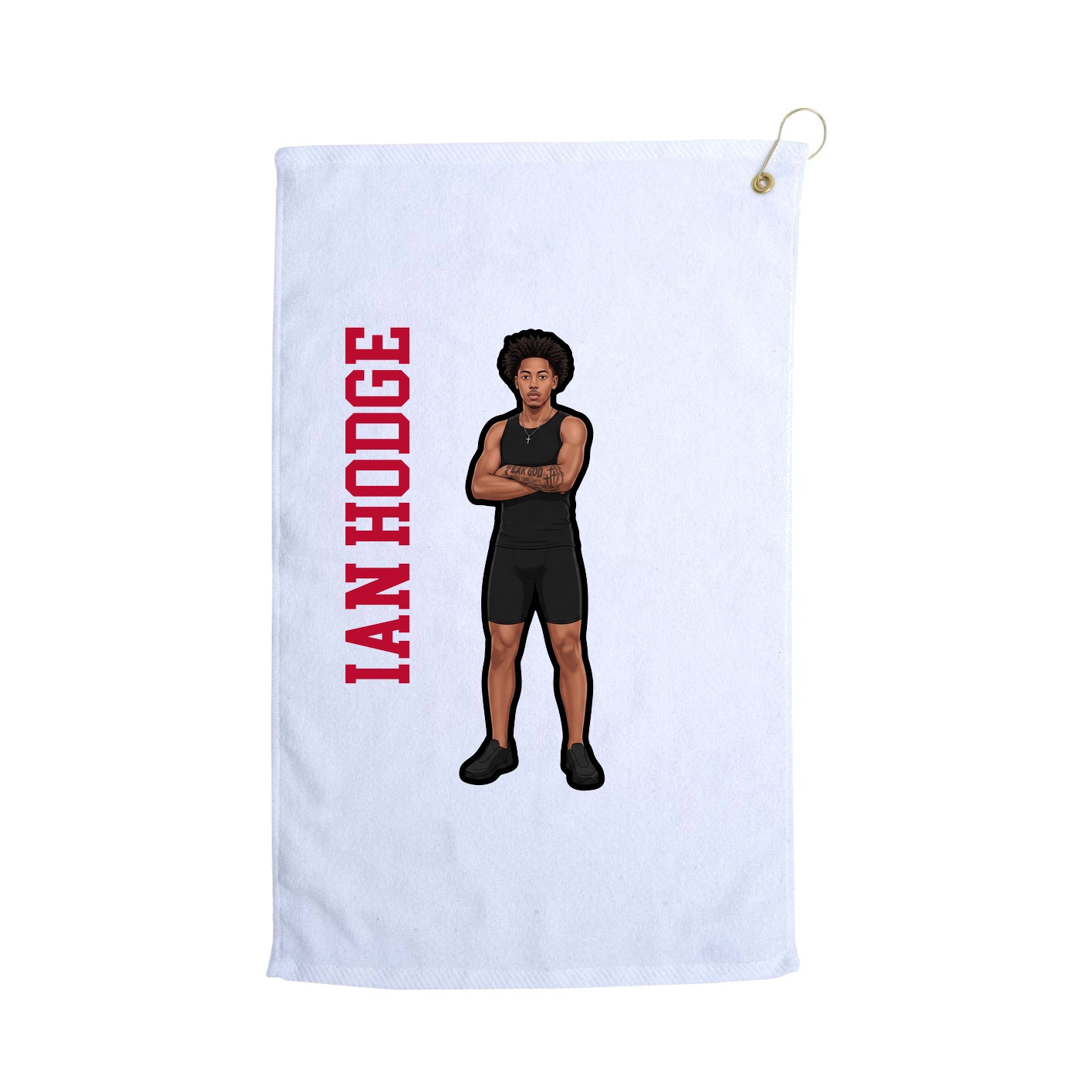 Golf Towel — Name Vertical in White