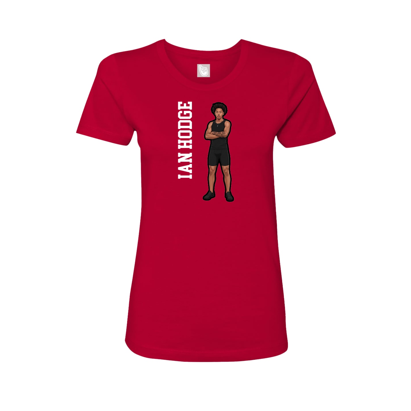 Fitted Women's Tee — Name Vertical in Red