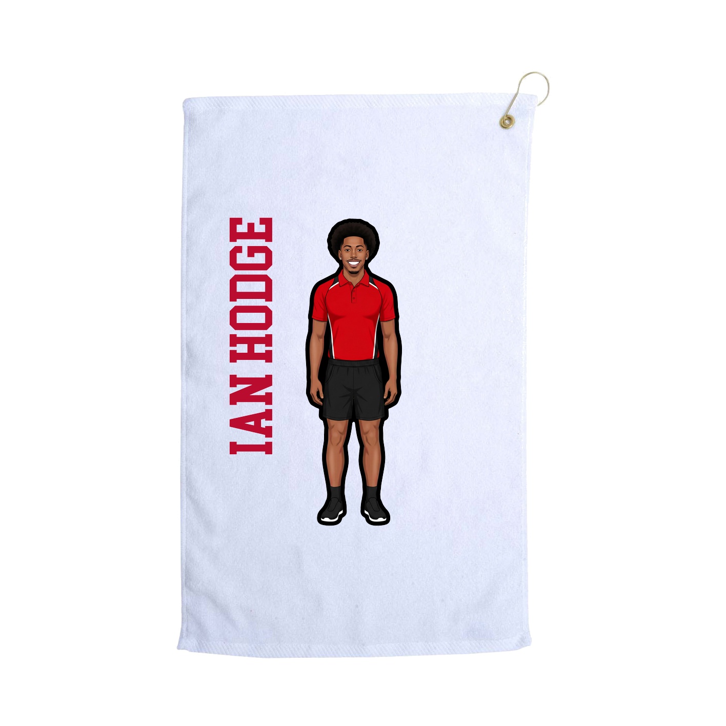 Golf Towel — Name Vertical in White