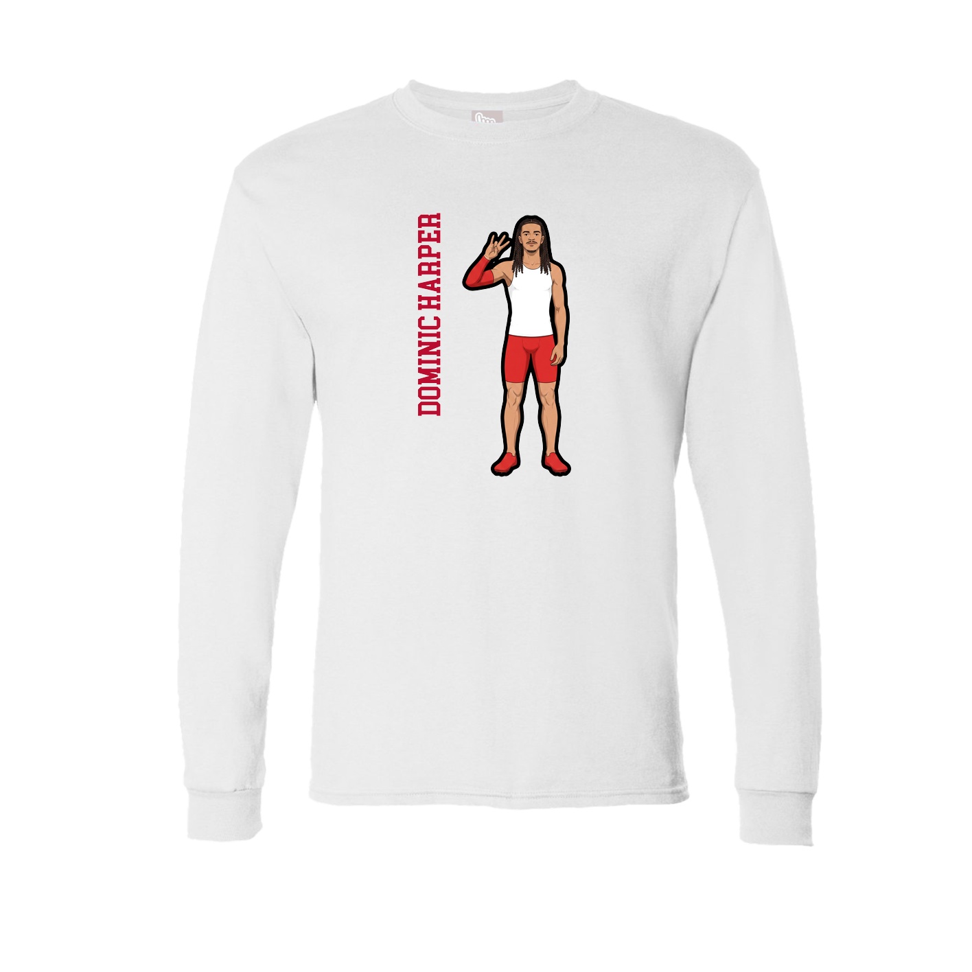 Long Sleeve Tee — Name Vertical in White