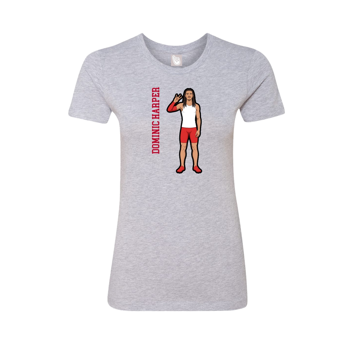 Fitted Women's Tee — Name Vertical in Grey