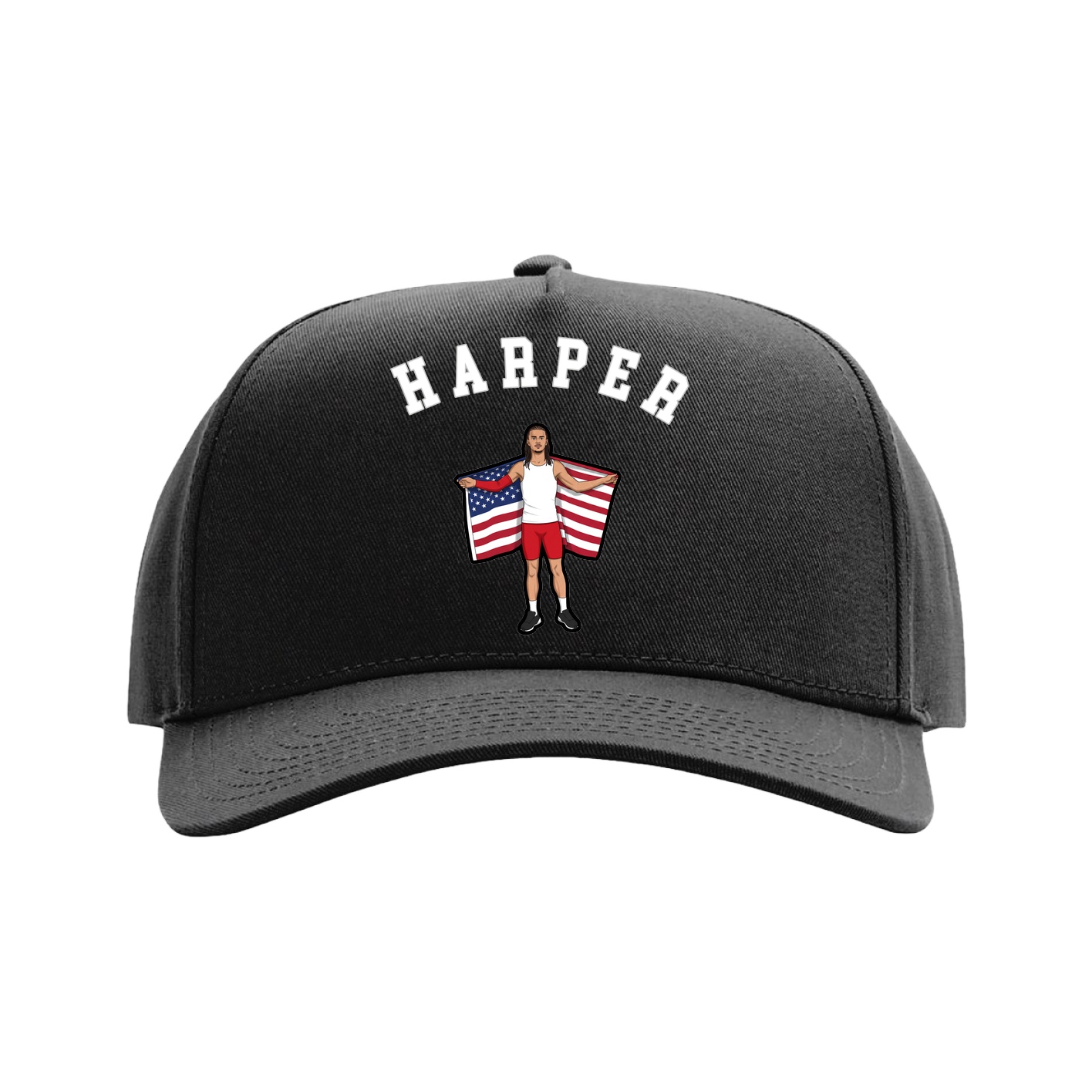 Full Fabric Five-Panel Champ Cap — Shirsey Arch in Black