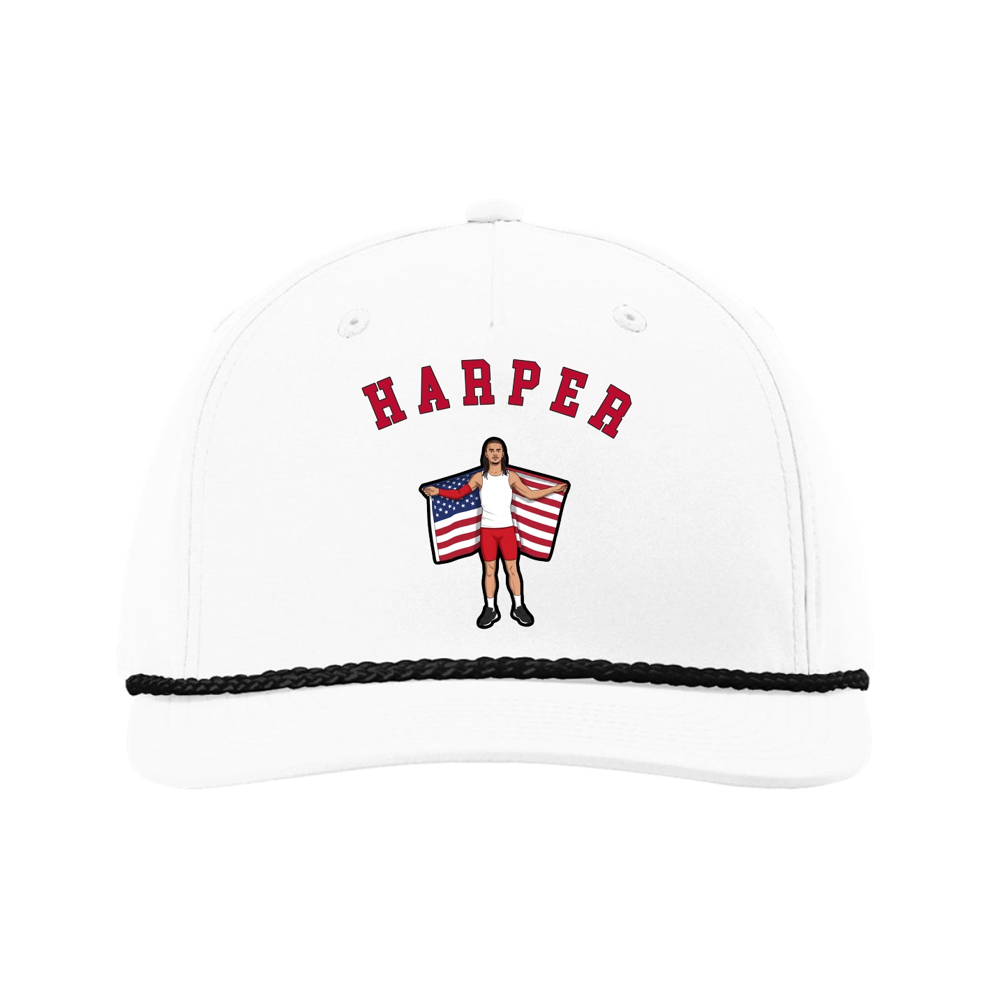 Five-Panel Classic Rope Cap — Shirsey Arch in White