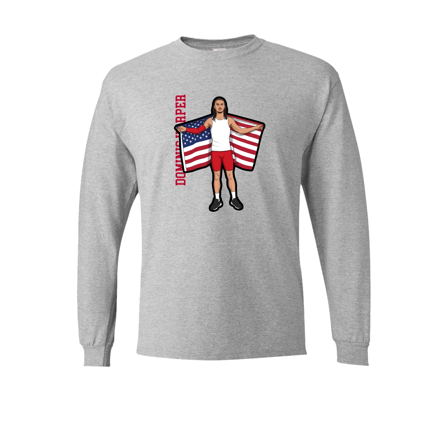 Long Sleeve Tee — Name Vertical in Grey