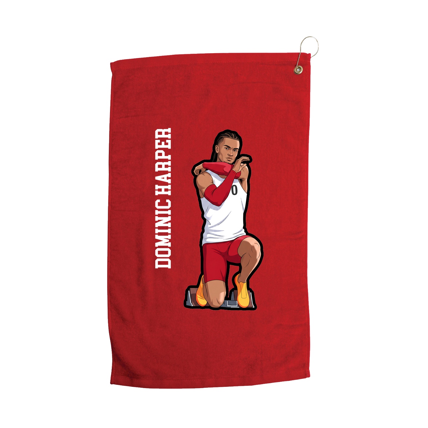 Golf Towel — Name Vertical in Red