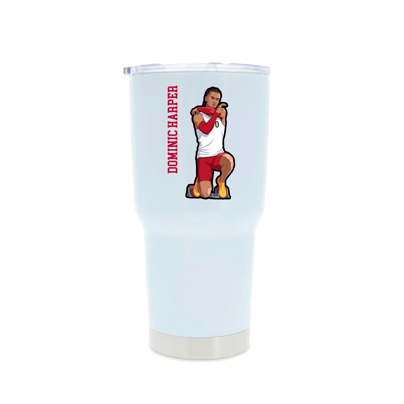 30oz Stainless Steel Tumbler — Name Vertical in White