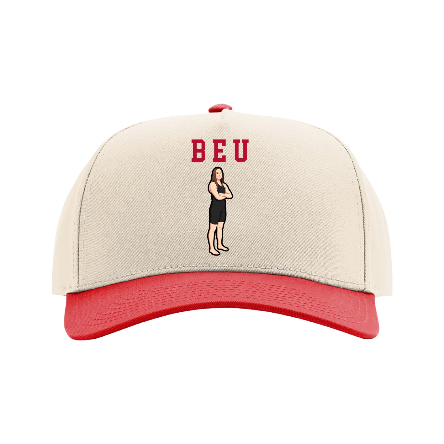 Full Fabric Five-Panel Champ Cap — Shirsey in Cream/Red