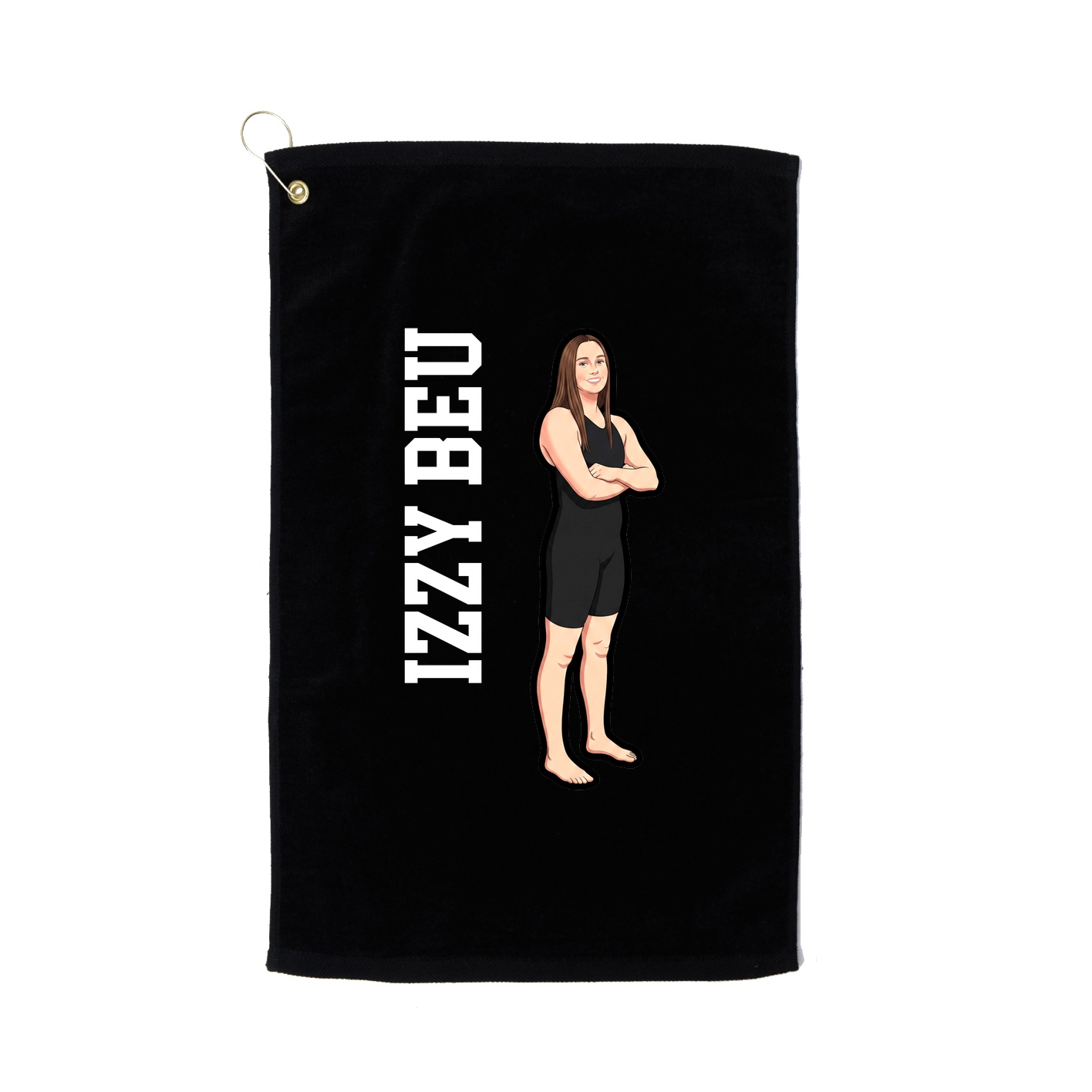 Golf Towel — Name Vertical in Black