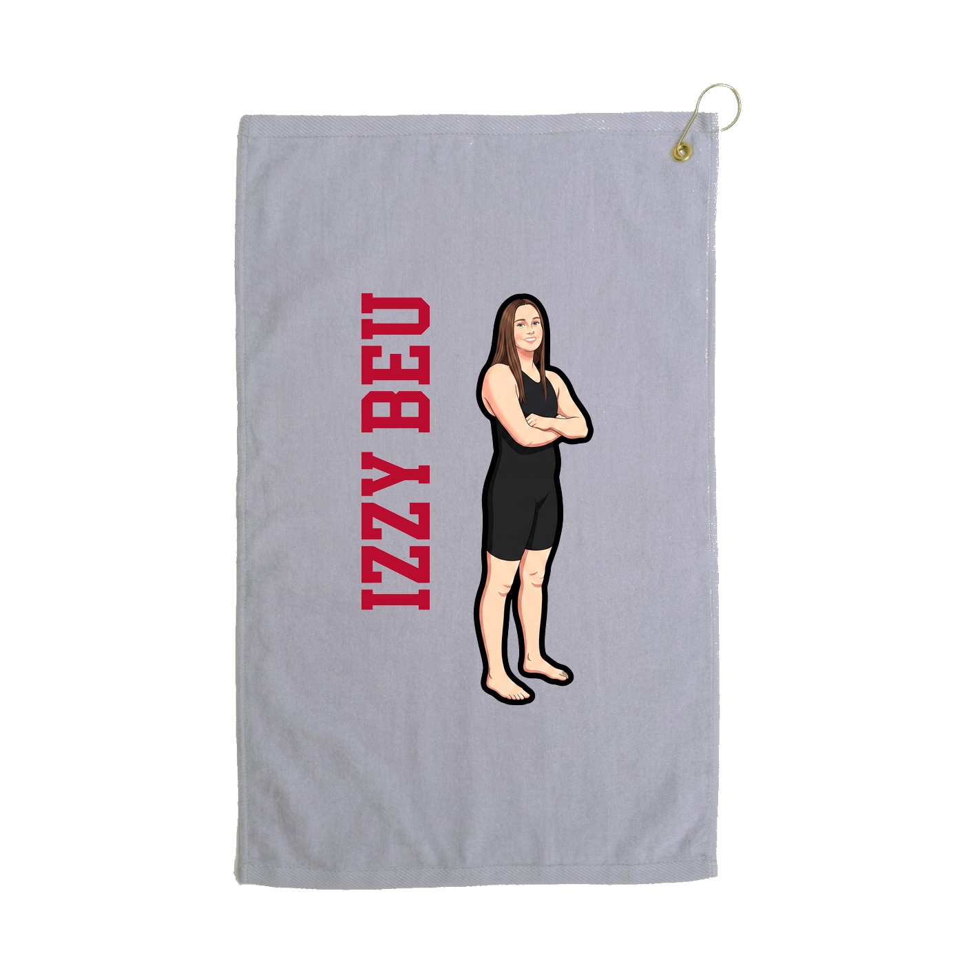 Golf Towel — Name Vertical in Grey