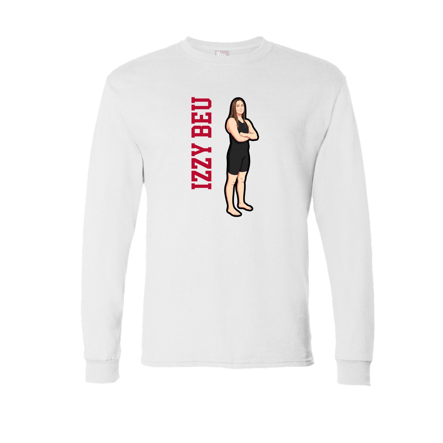 Long Sleeve Tee — Name Vertical in White